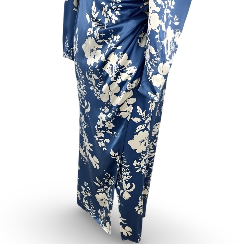 Reformation Gloriana 100% Silk Dress Long-Sleeve Floral Print Wrap Skirt | 2 - Picture 14 of 16